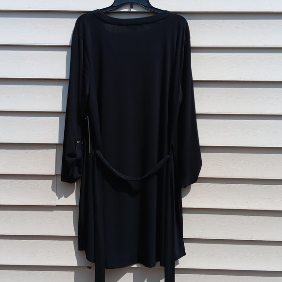 ALWAYS INDIGO Elegant Long Sleeve Black Dress with Waist String- 3X - Picture 5 of 13